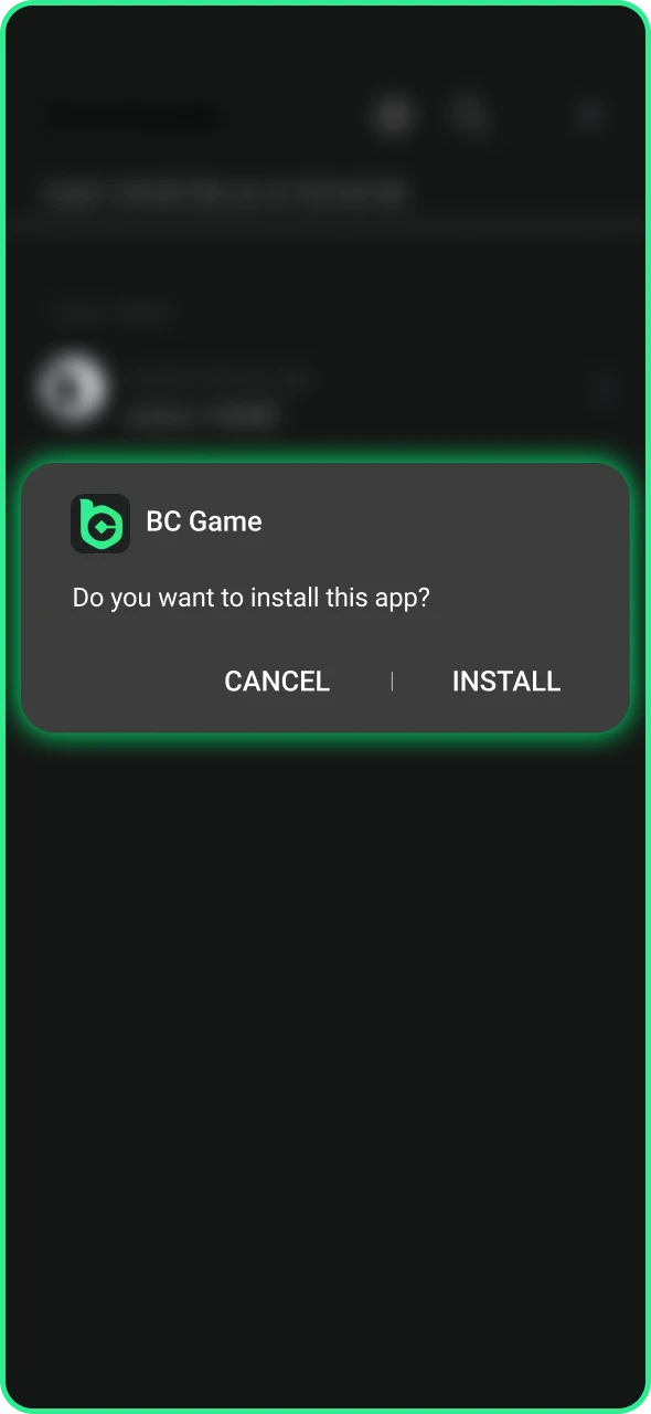 Complete the installation process of BC Game application.