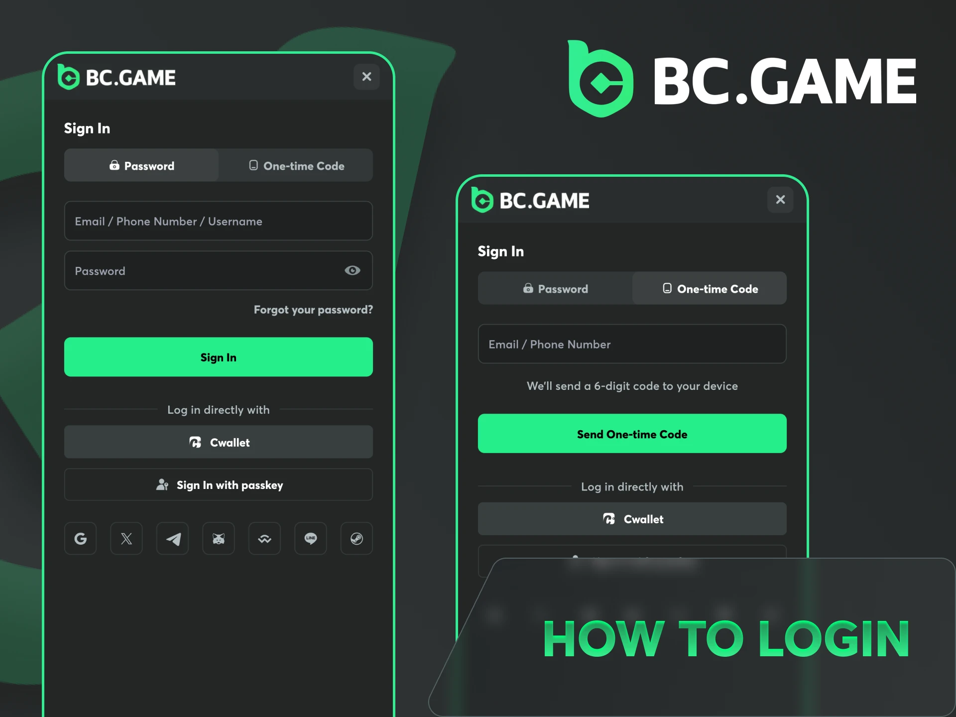 Log into your BC Game account easily using the app.