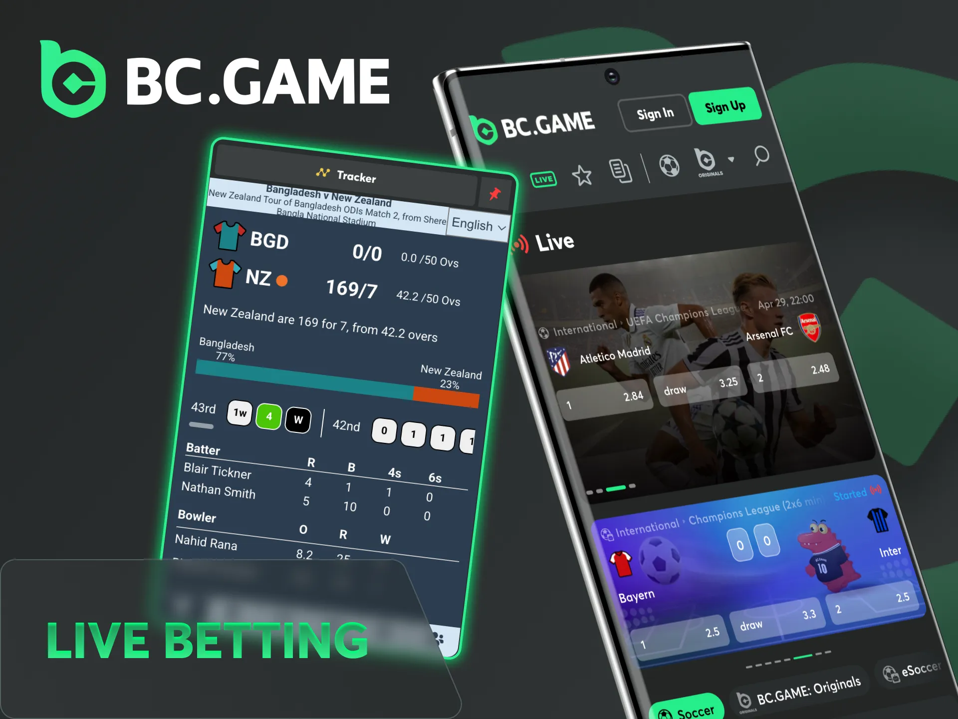 Try sports betting in real time using BC Game app.