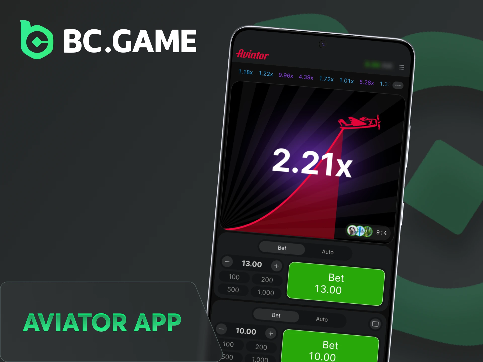 Play Aviator directly from your device with BC Game app.