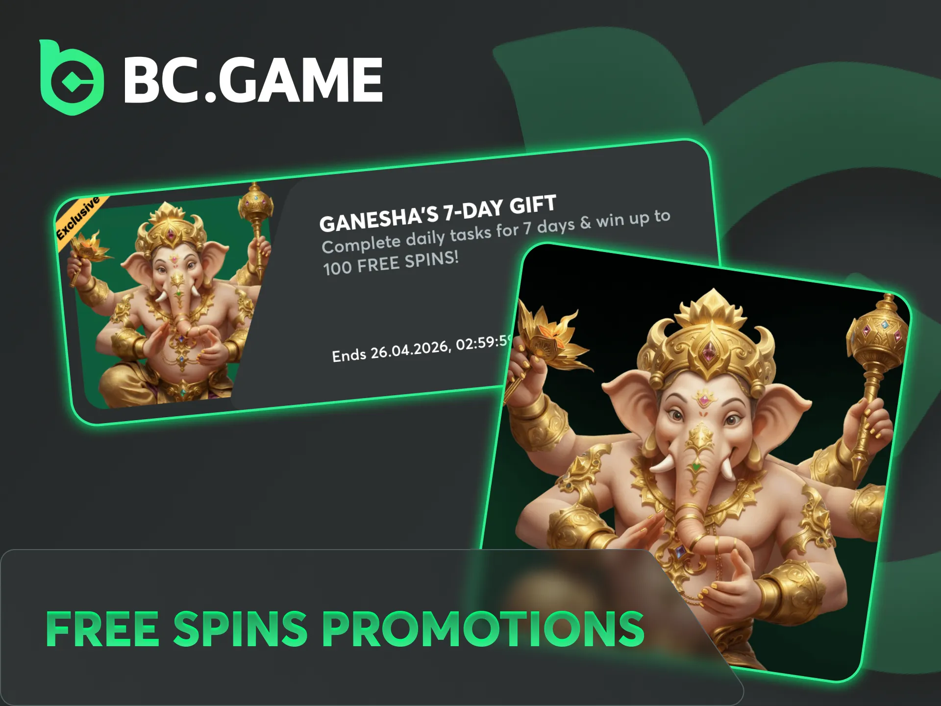 Get free spins bonus on slot titles at BC Game platform.