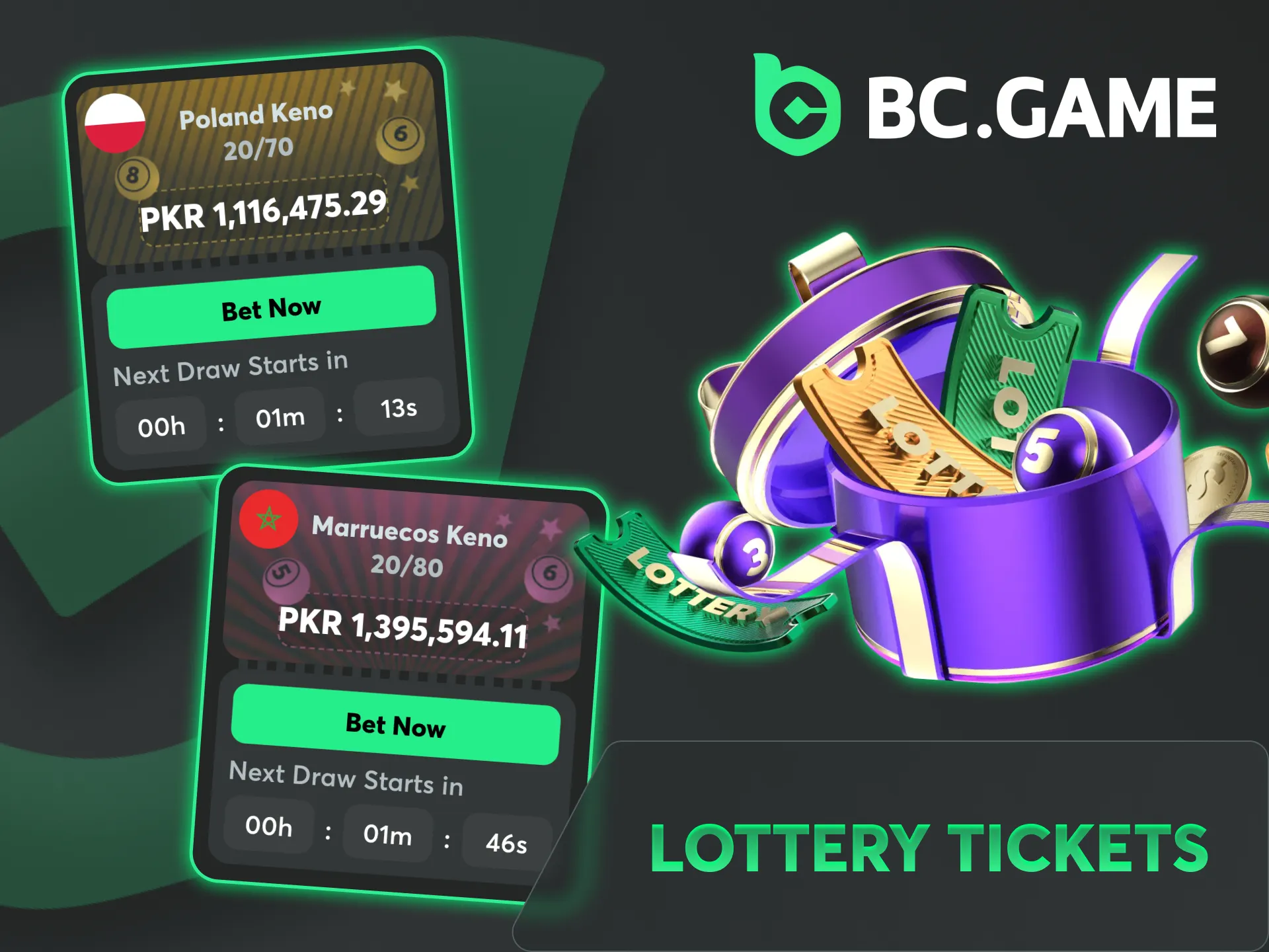 Earn lottery tickets and get generous rewards from BC Game.