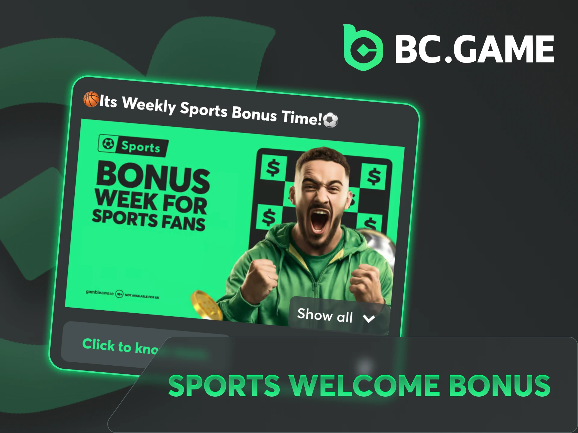 BC Game offers you a welcome bonus for sports betting.