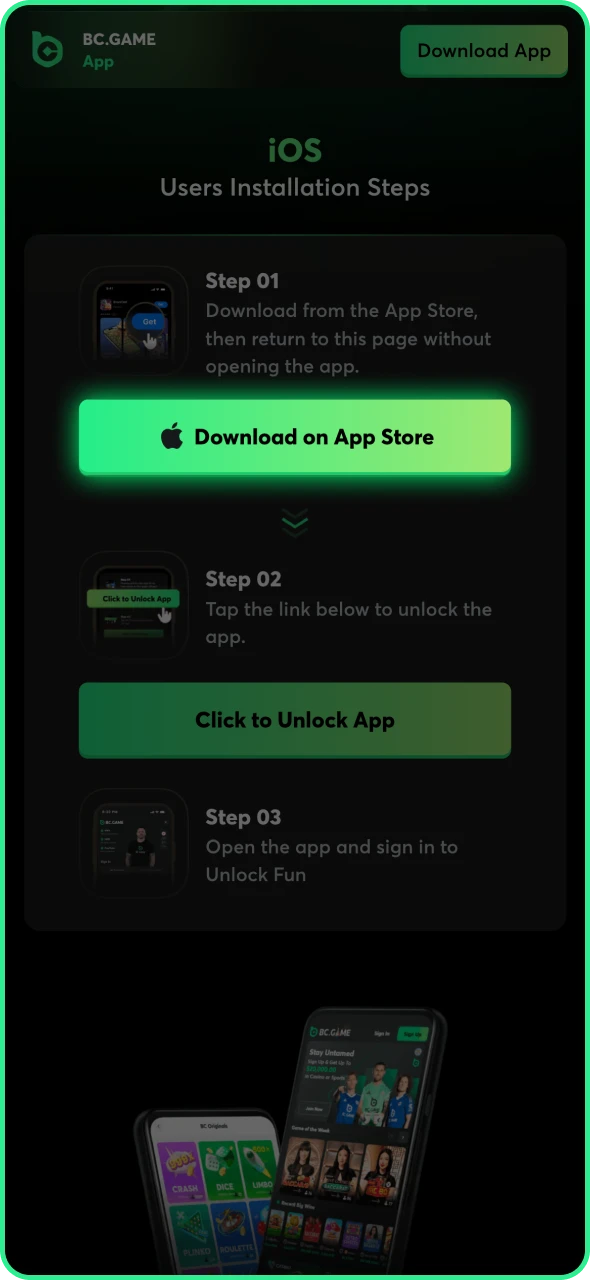 Find BC Game download section and install it on your device.