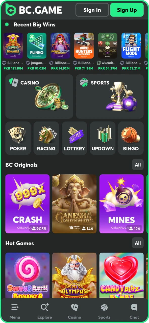 Launch the installed BC Game app from your device.