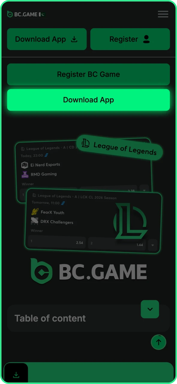 Download the BC Game official application.