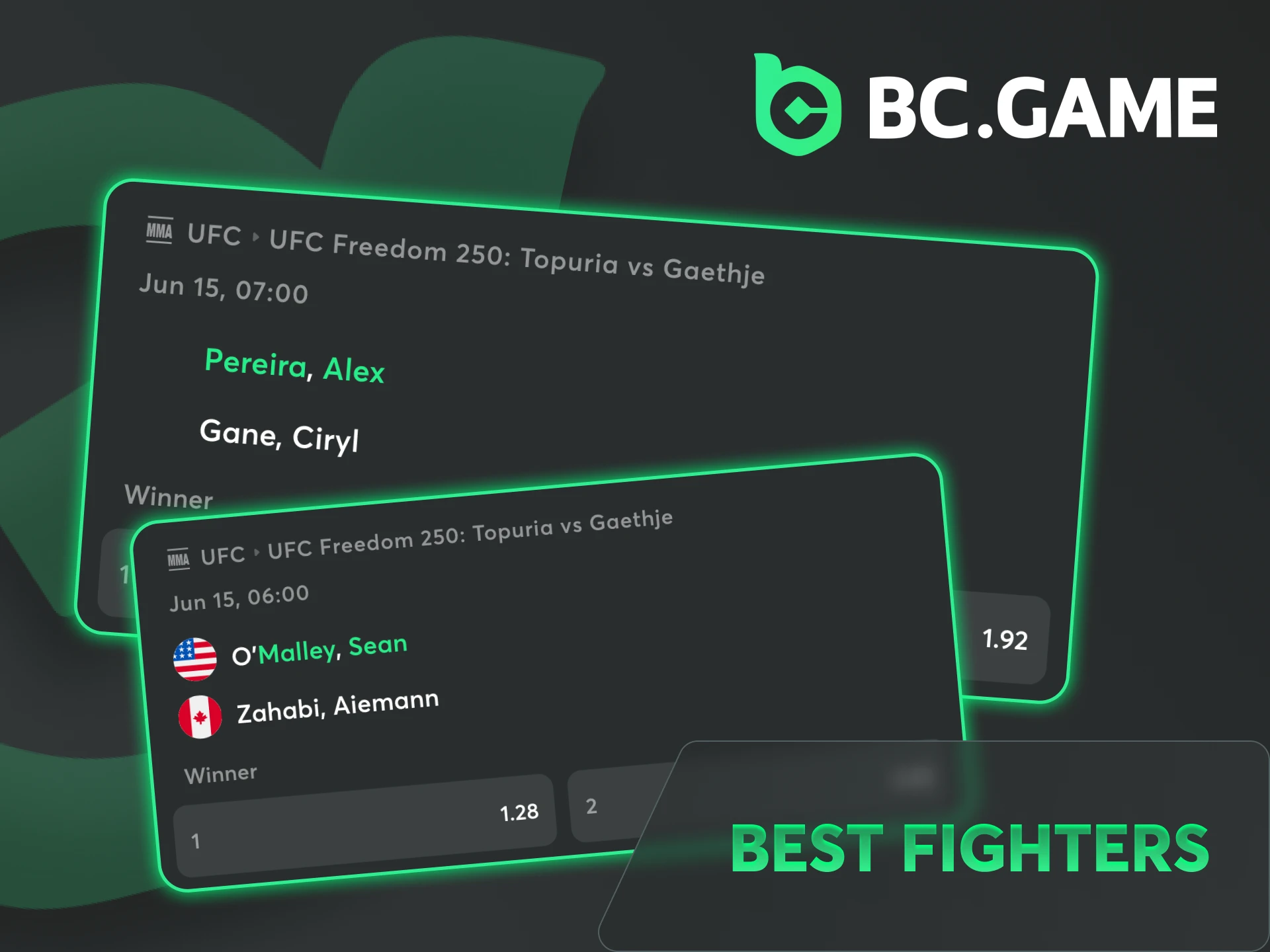 Check out the most popular MMA fighters at BC Game platform.