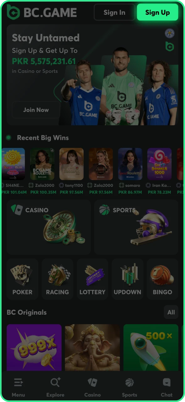 Click the button to open BC Game registration form.