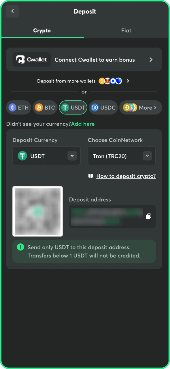 Top up your BC Game casino account.