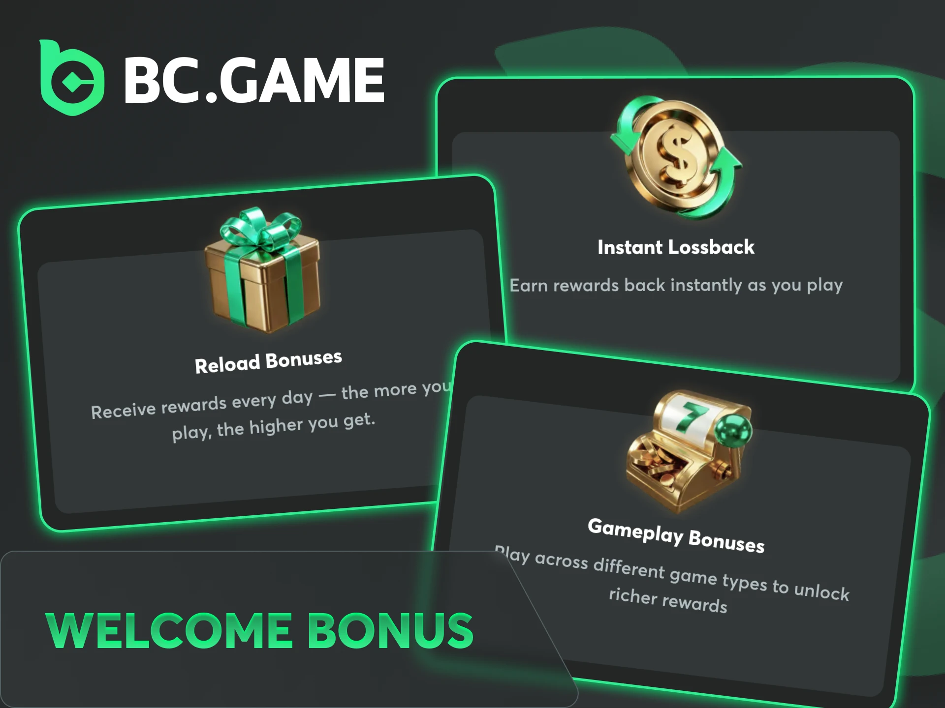 Check out the available bonuses for slot games at BC Game.