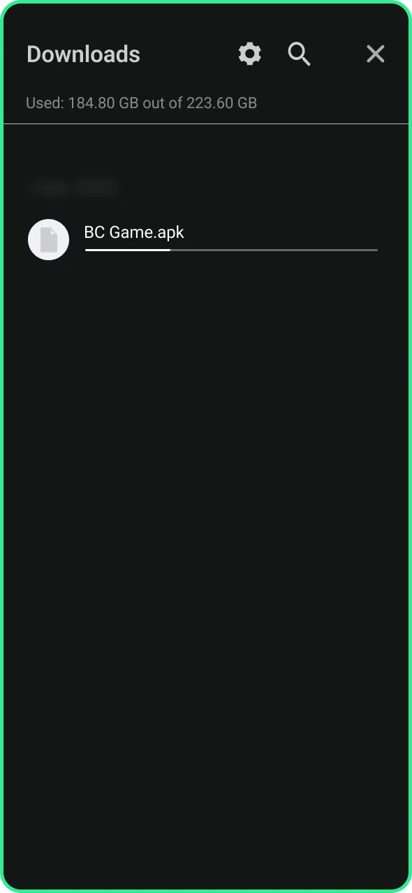 Wait for the BC Game app download process to complete.