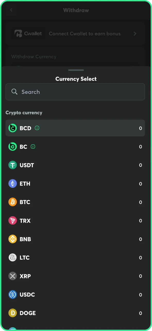 Choose your preferred method you want to withdraw at BC Game.