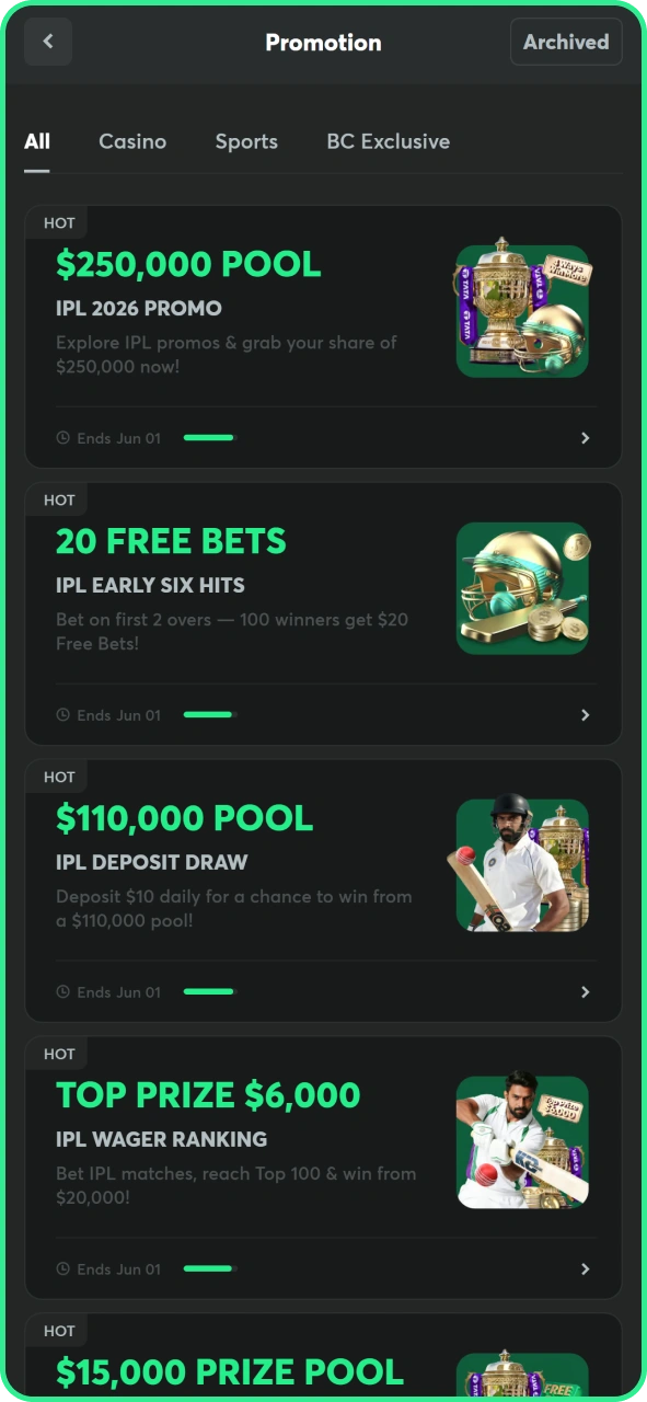 Benefit from BC Game promotions with official app.