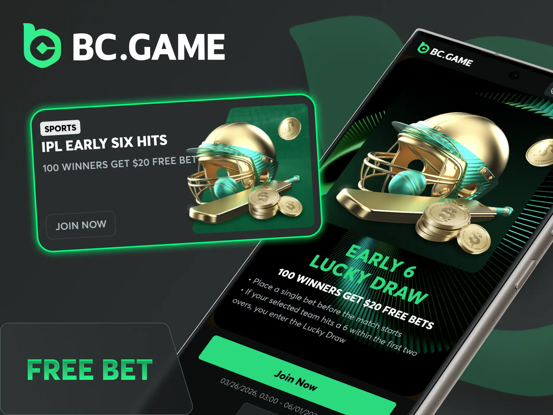 Grab your rewarding free bet offer using the BC Game App.