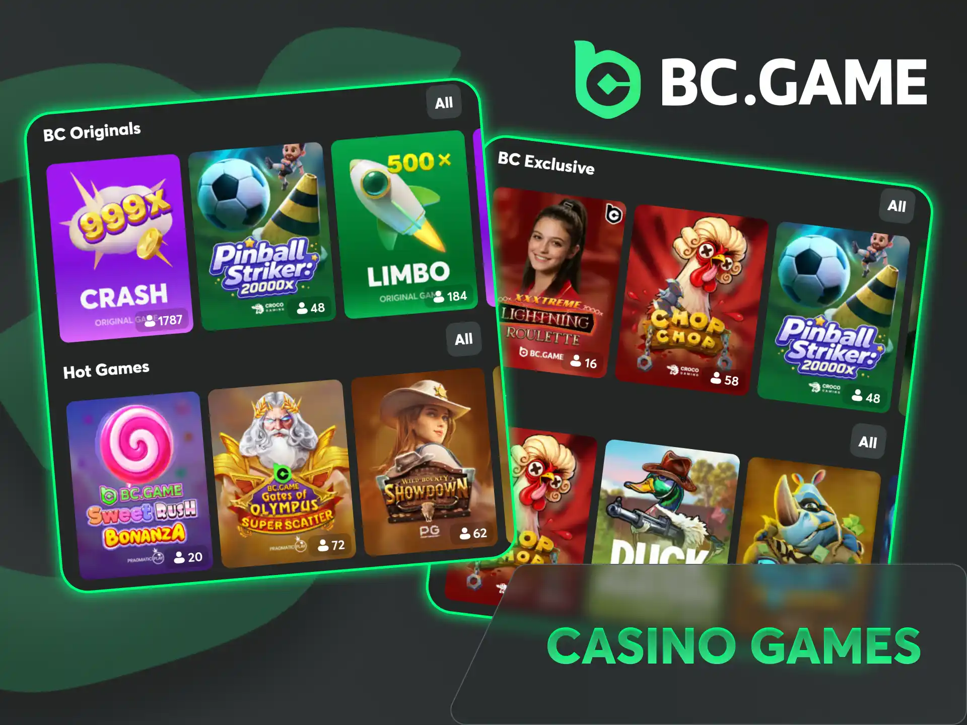 Enjoy top casino games features through BC Game App.