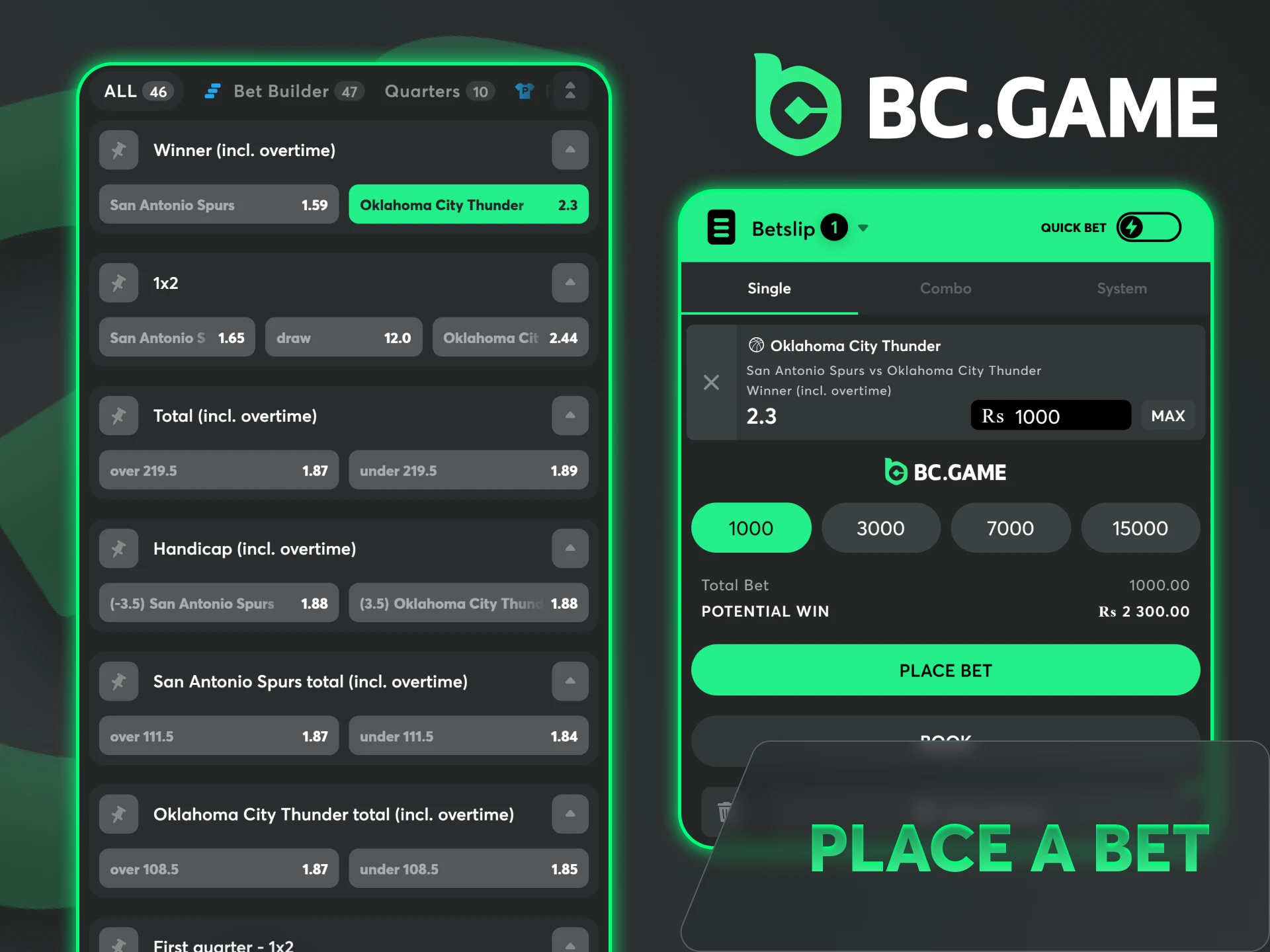 Learn how to place a bet quickly within the BC Game App.
