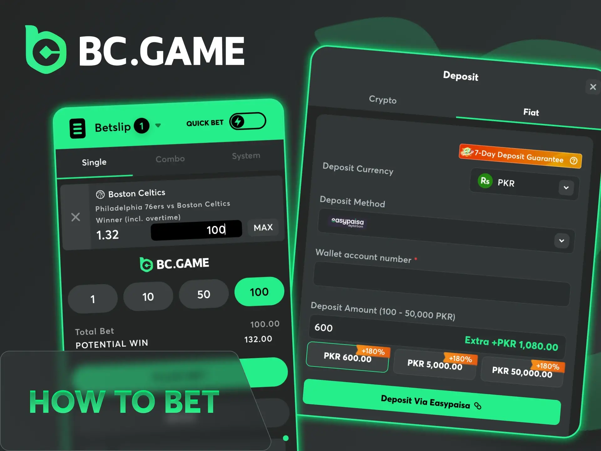 Follow the steps to place a basketball bet at BC Game.