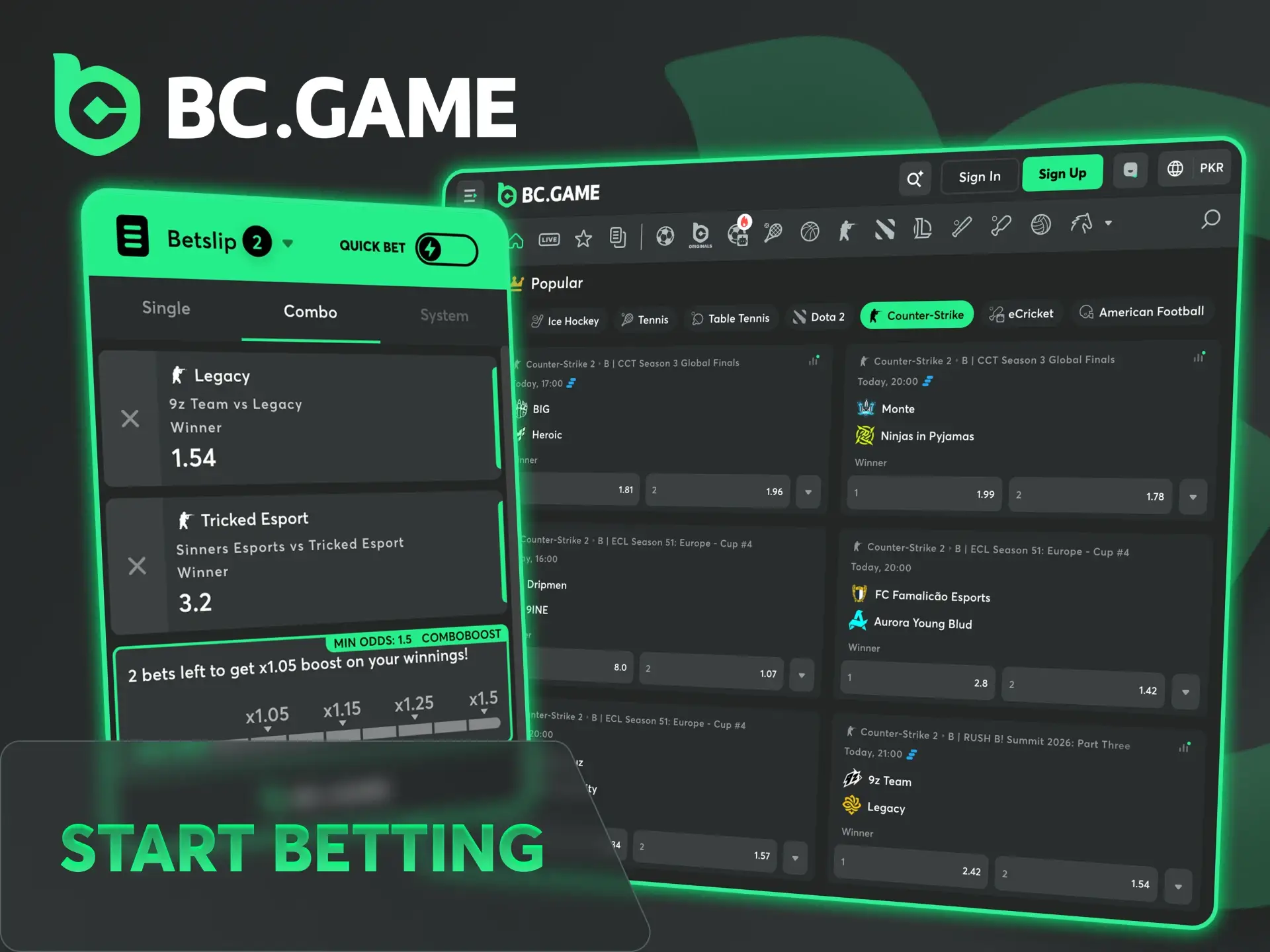 Use this guide to place your first bet on CS2 at BC Game.